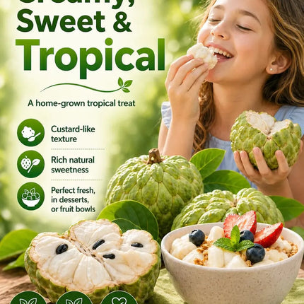 🍐✨Live Sugar Apple Seeds – Sweet Tropical Fruit for Home Gardenarden