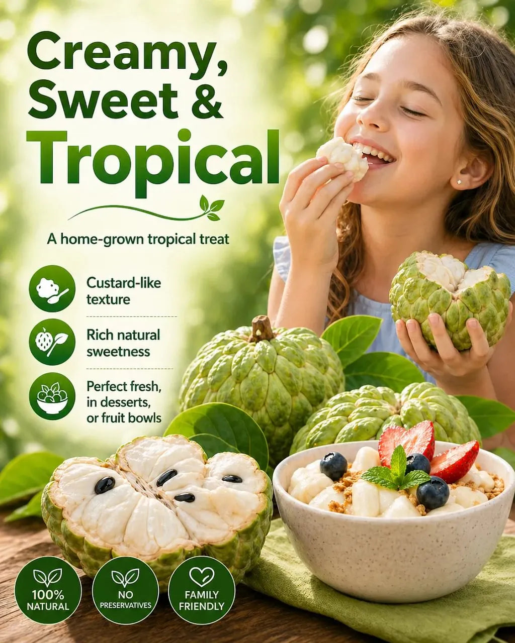🍐✨Live Sugar Apple Seeds – Sweet Tropical Fruit for Home Gardenarden